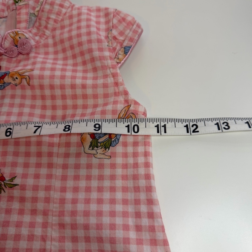 Pink Gingham Kids Dress with Peter Rabbit Motif Easter - Picture 6 of 7